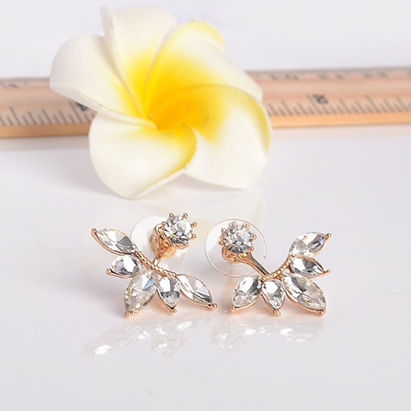 Rhinestone Flower Earrings - Picture 4 of 4